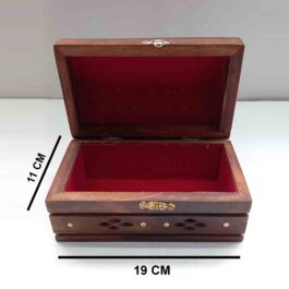 Carved Wooden Jewellery Box (19 X 11 cm)